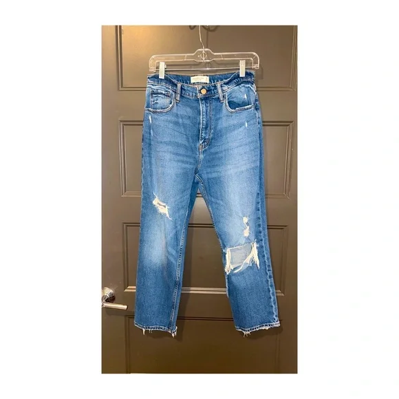 Abercrombie & Fitch distressed ankle straight ultra high rise 28/ 6R - Picture 2 of 10